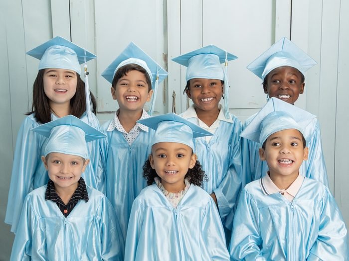 Cap and gown graduation group